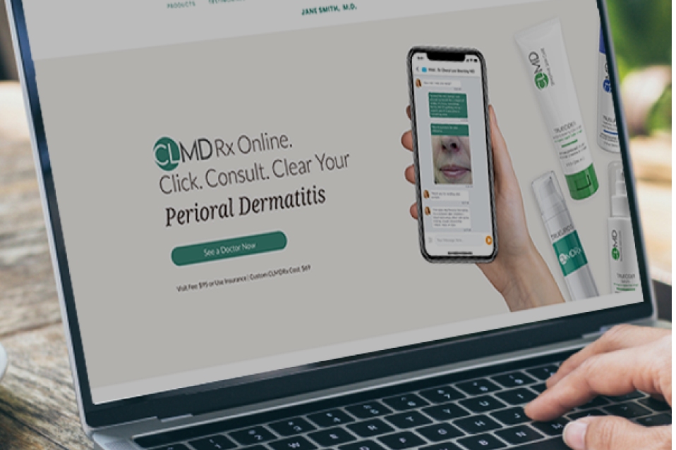 Laptop showing the ExpertDerm ClinicKit teledermatology platform